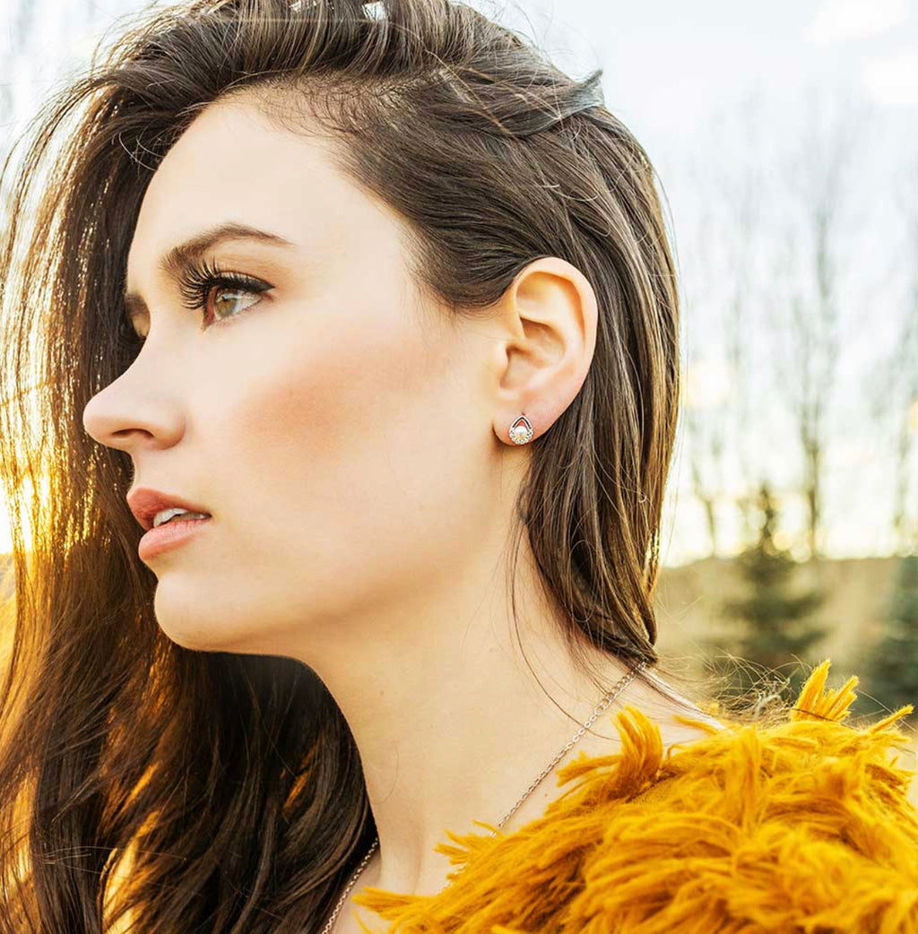 Cradled Sparkle Stud Earrings