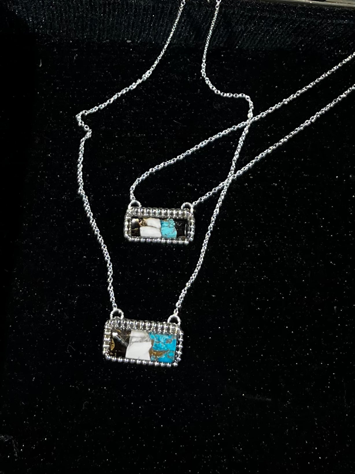 White Buffalo And Turquoise Bar Necklace