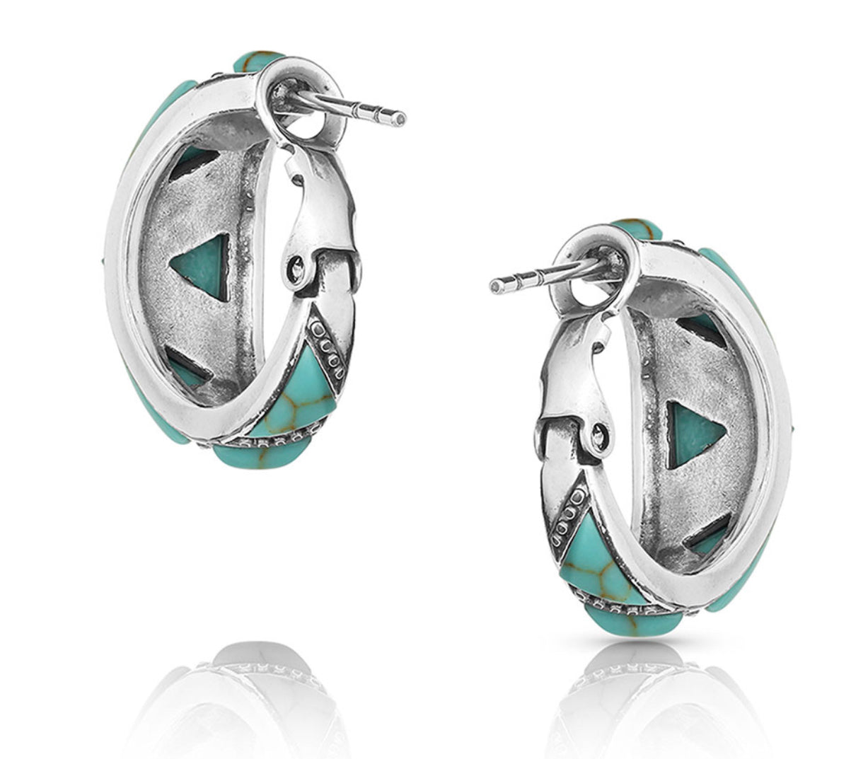 Turquoise Wedge Hoop Earrings (ER4833)