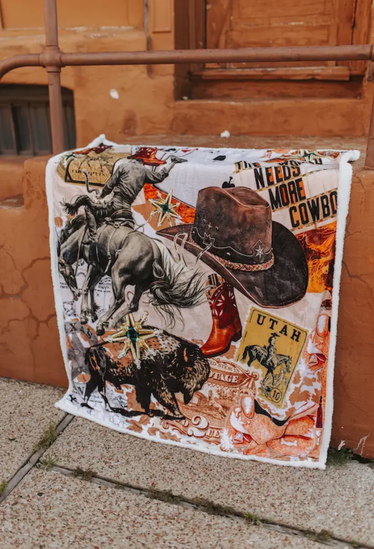 Western Cowboy Collage Throw
