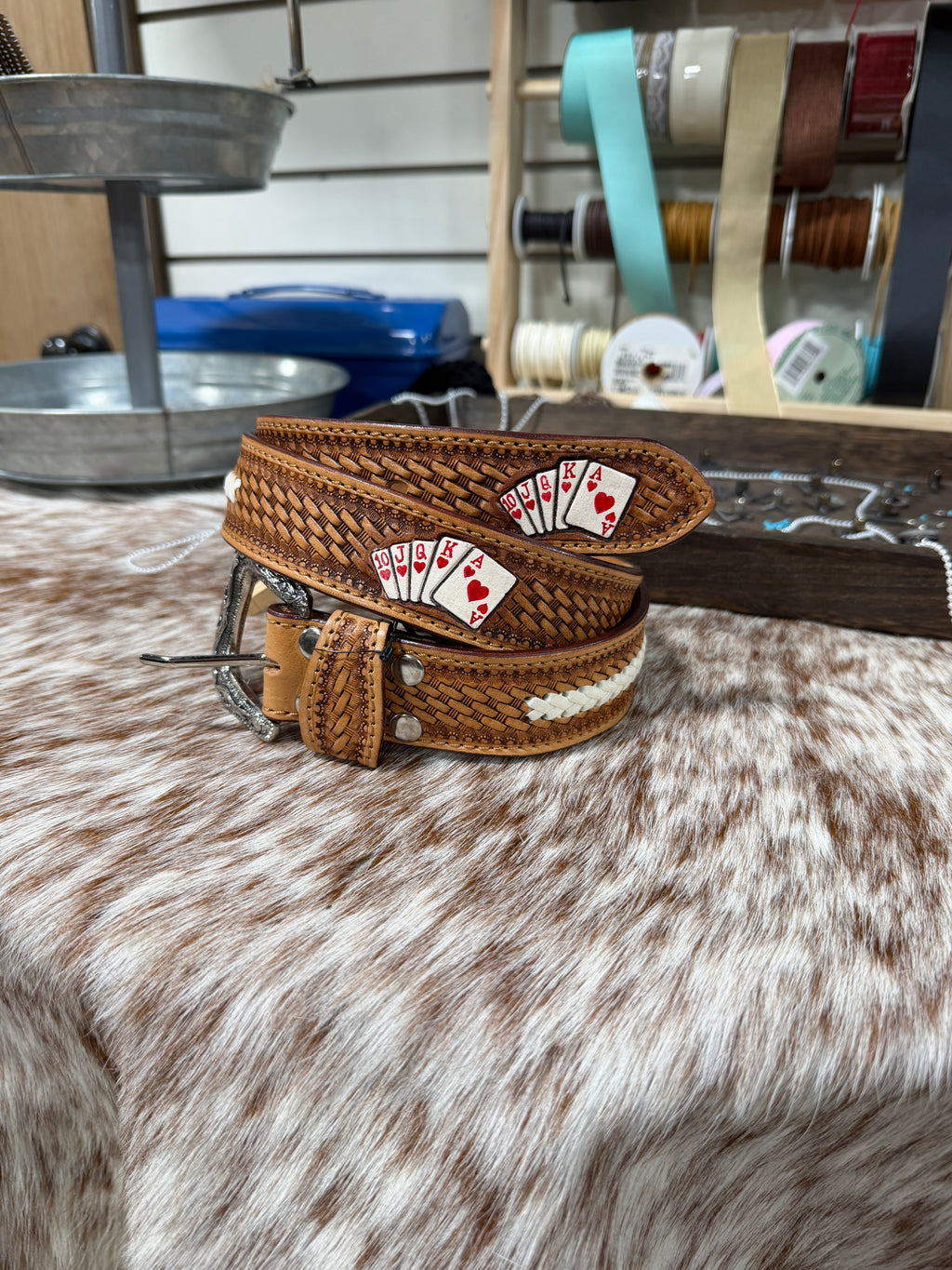 Basket Weave Aces Belt