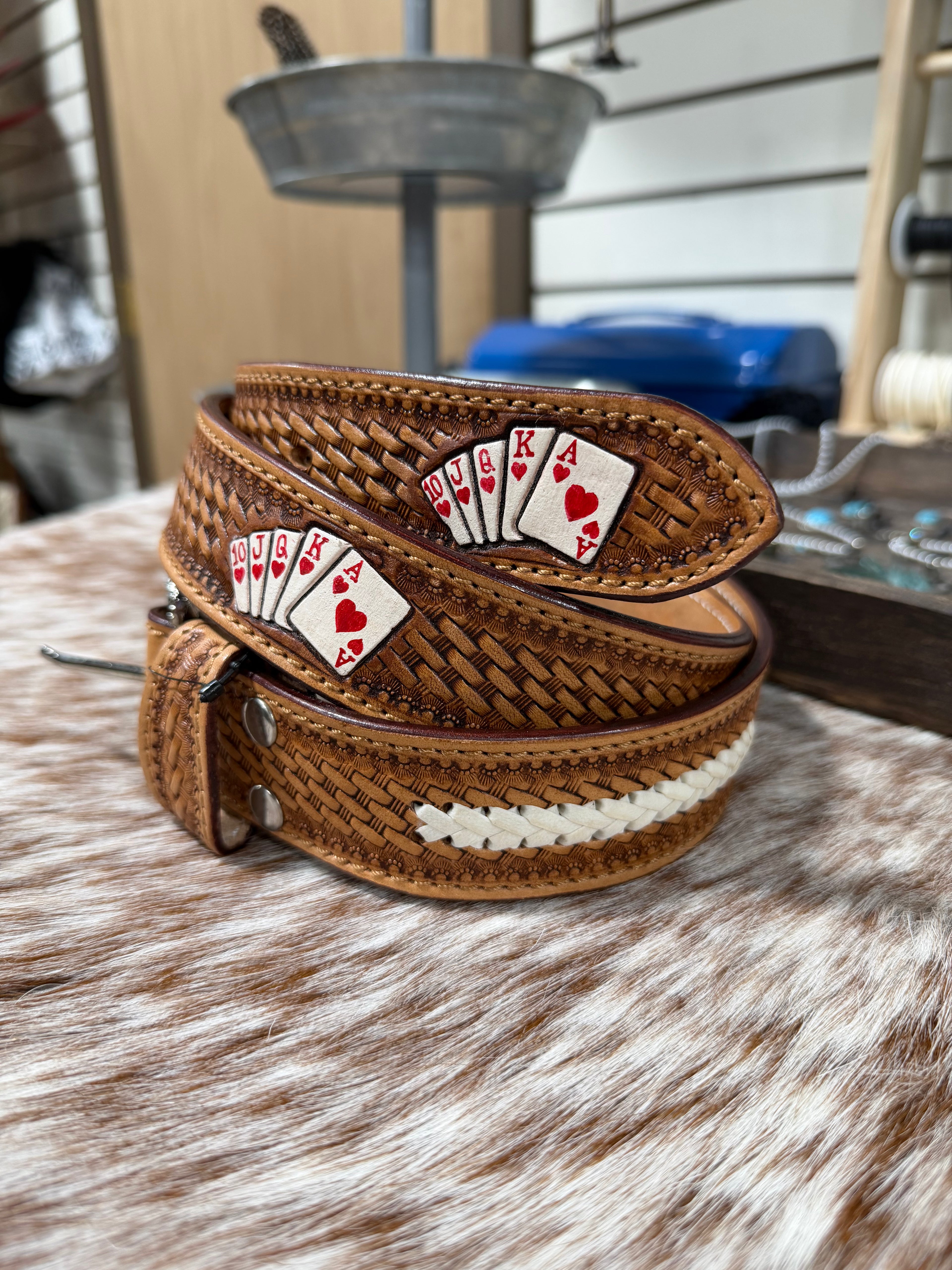 Basket Weave Aces Belt
