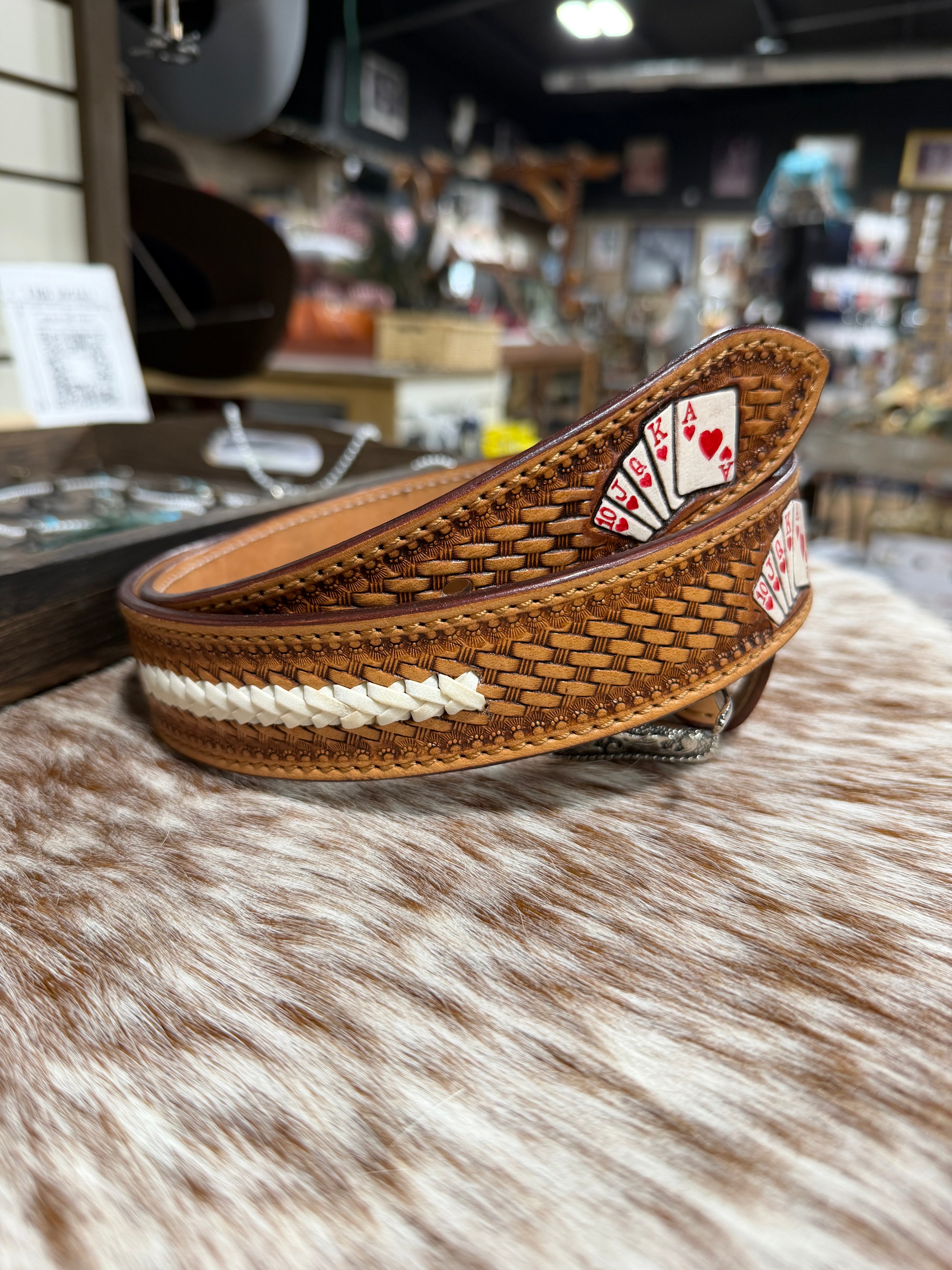 Basket Weave Aces Belt