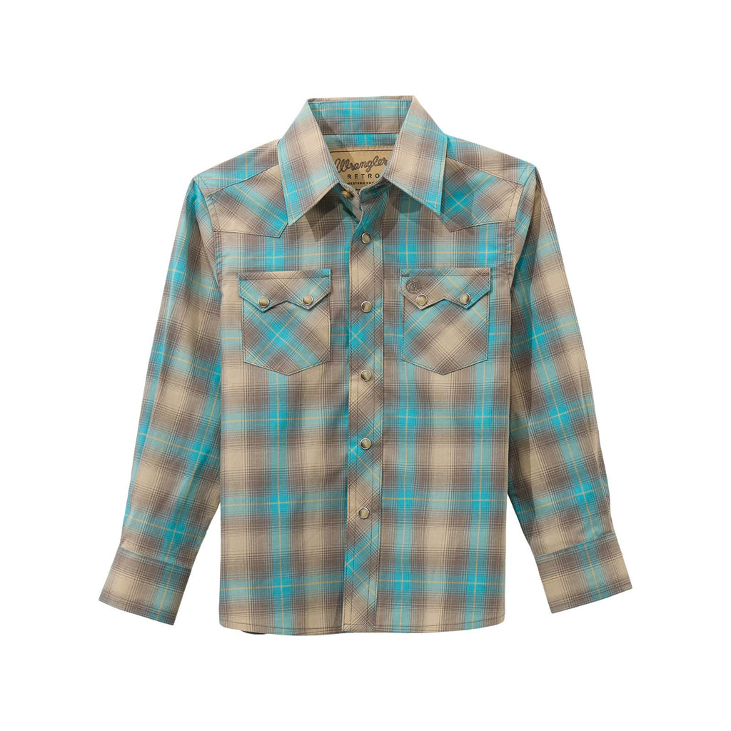 Boys Blue Plaid LS Shirt