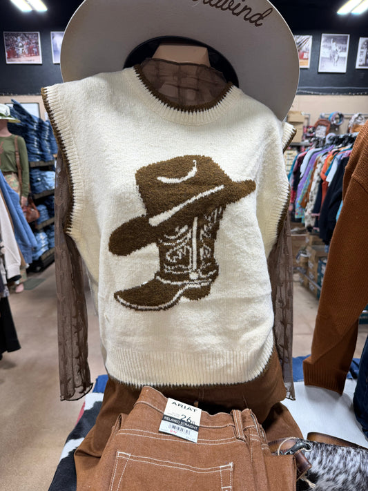 Cowboy Boot Sweater Vest