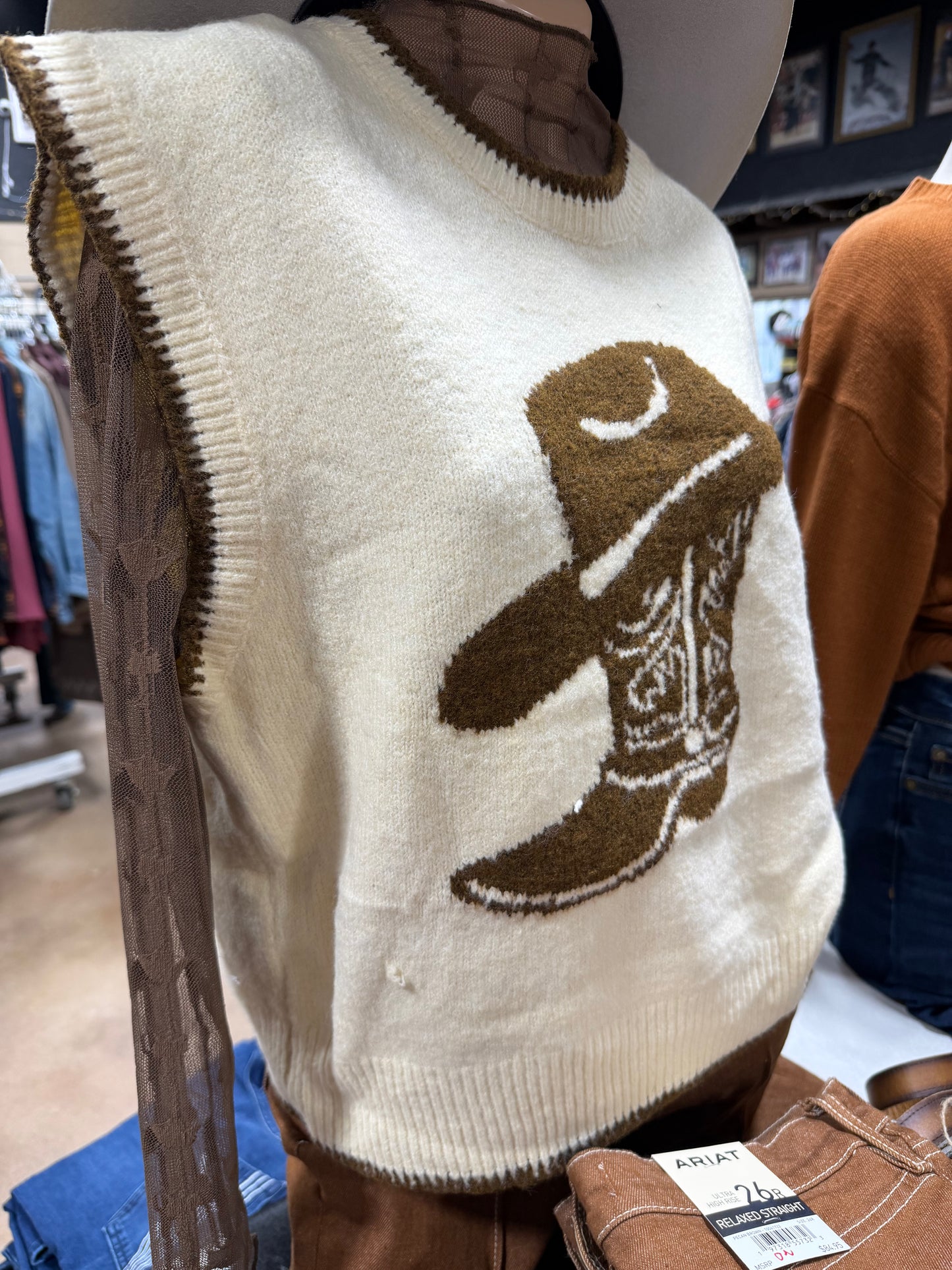 Cowboy Boot Sweater Vest