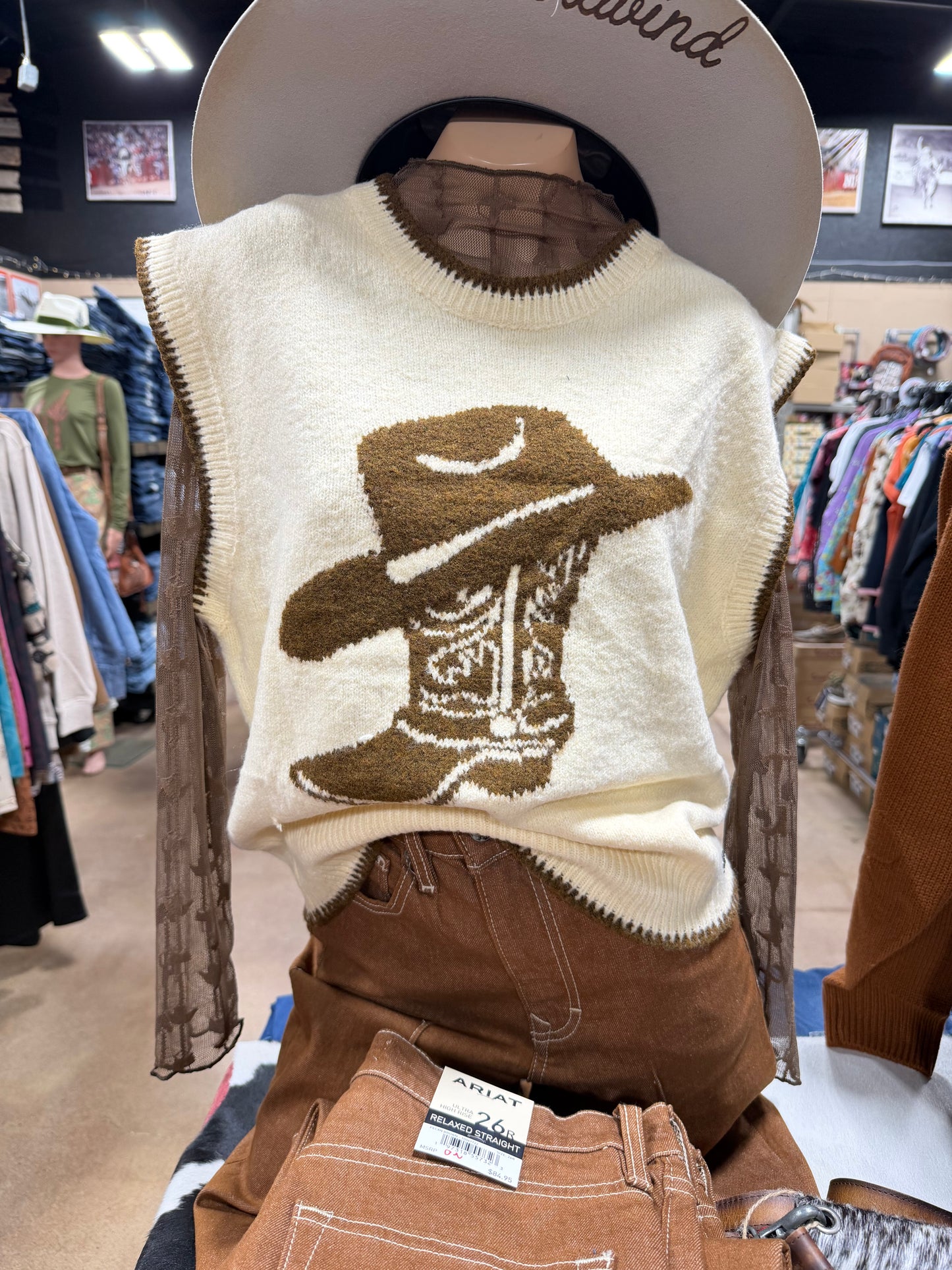 Cowboy Boot Sweater Vest