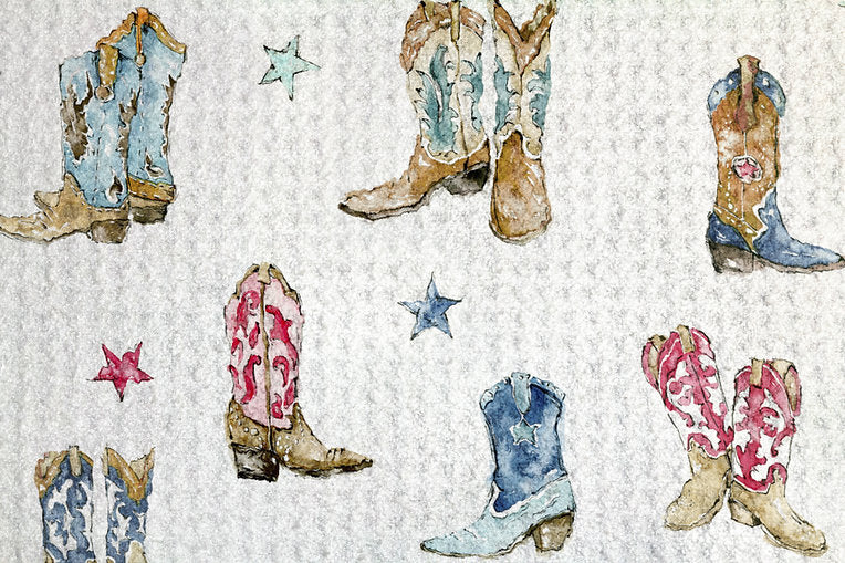 Thunderbird Boots in Blue Kitchen Towel