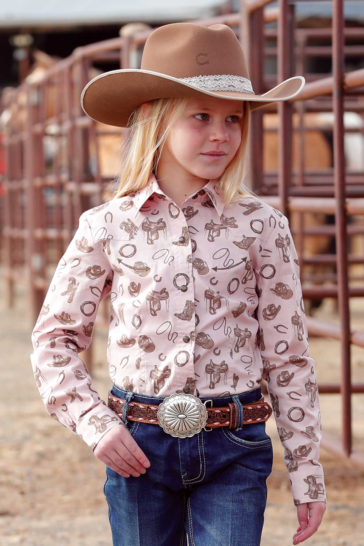 Girls Pink Western Shirt