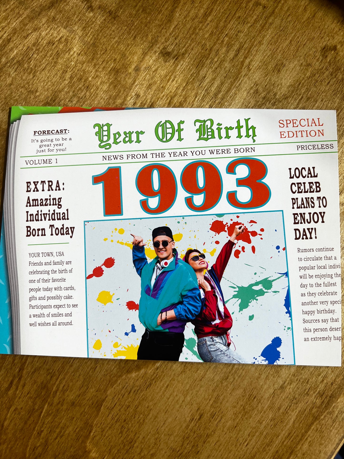 Year of Birth 1993 Birthday Card