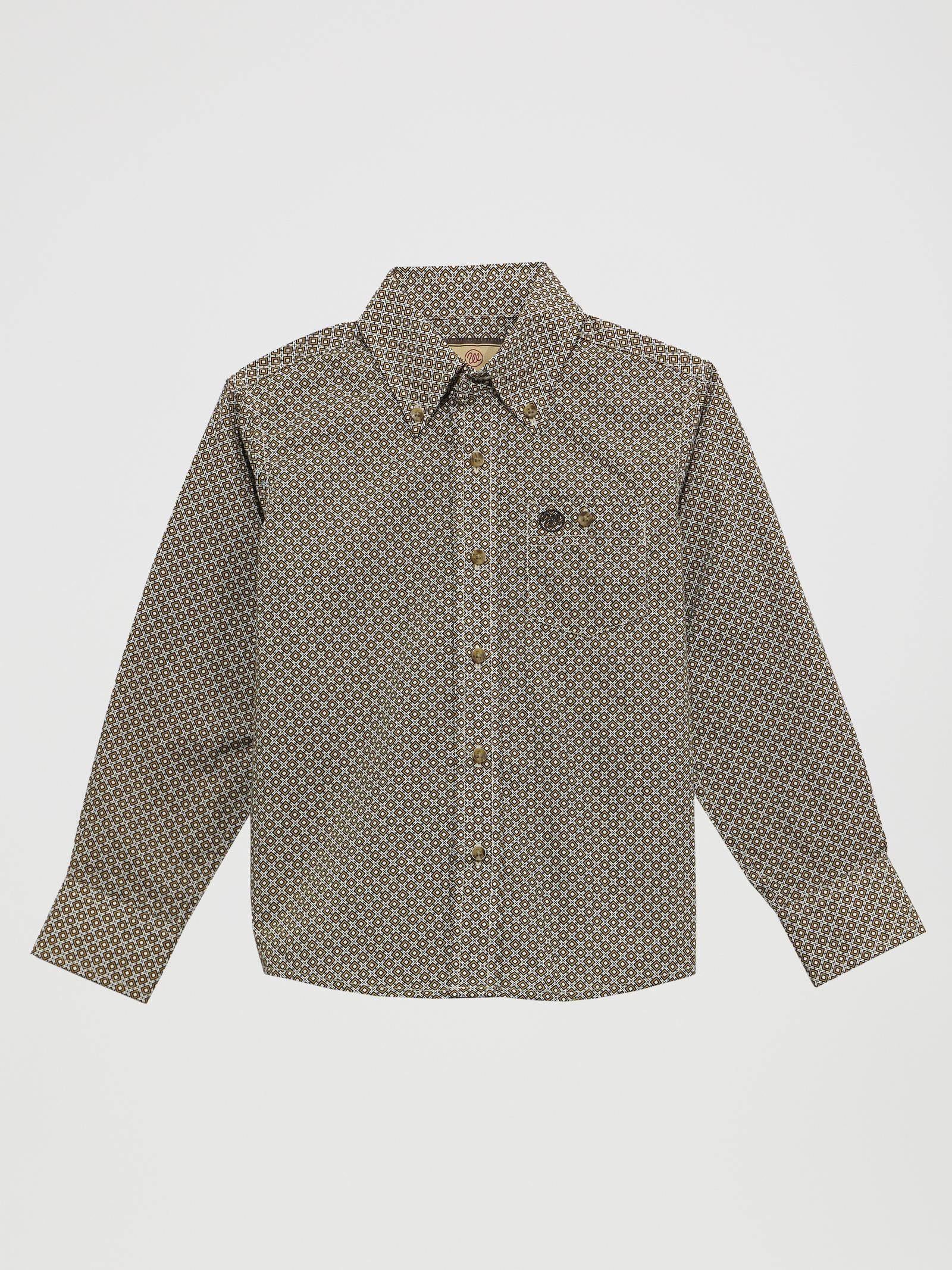 Boys Classic Long Sleeve Shirt - Brown (7042)