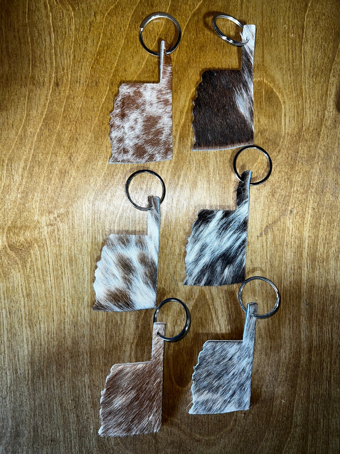 Oklahoma Cowhide Keychains