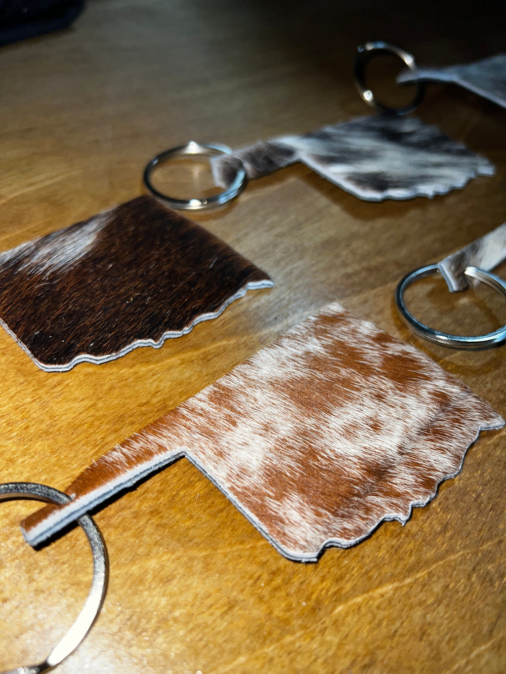 Oklahoma Cowhide Keychains