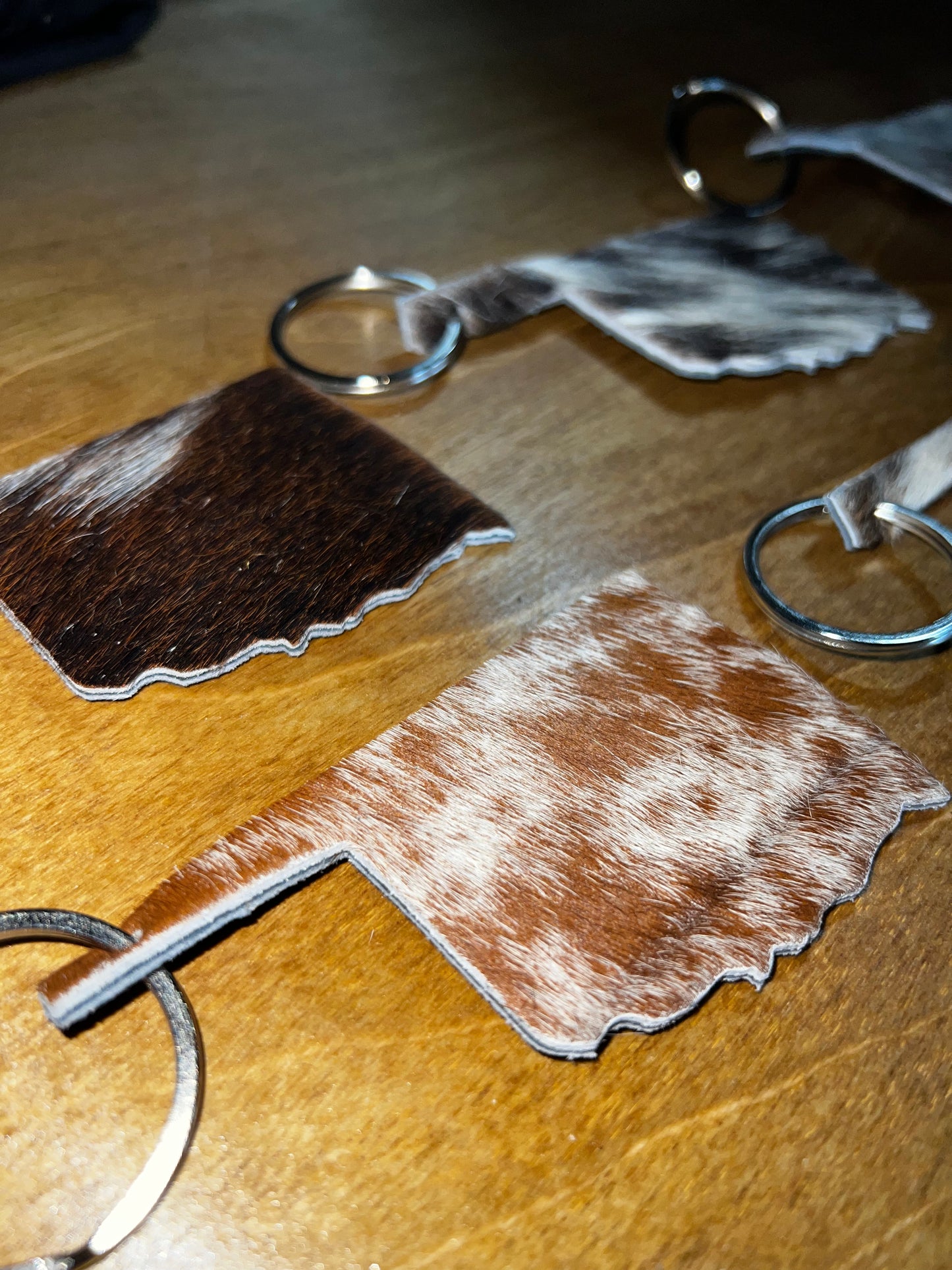 Oklahoma Cowhide Keychains