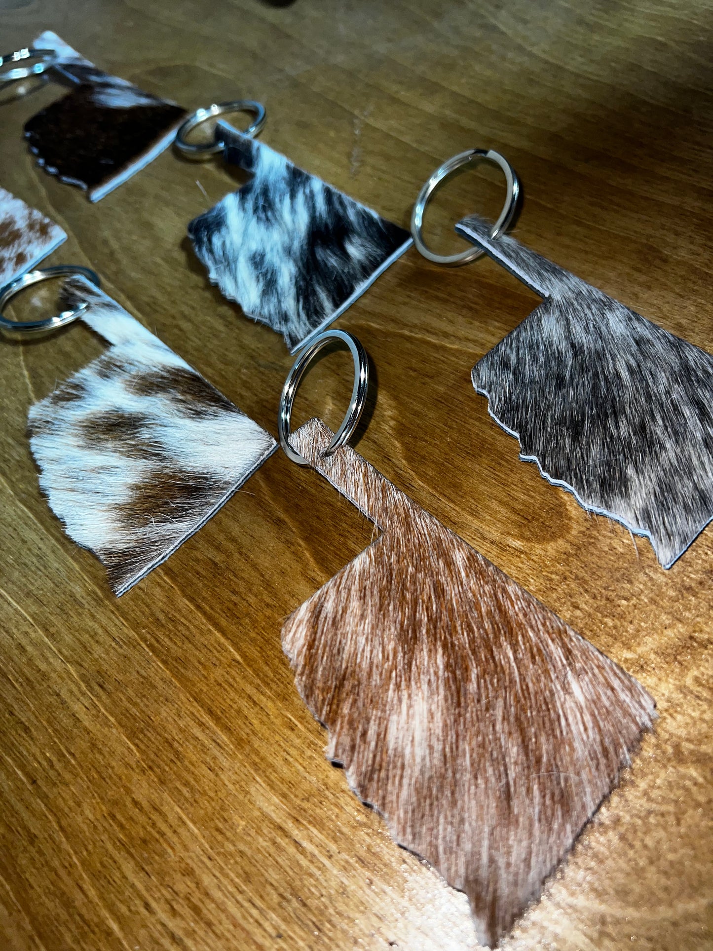 Oklahoma Cowhide Keychains