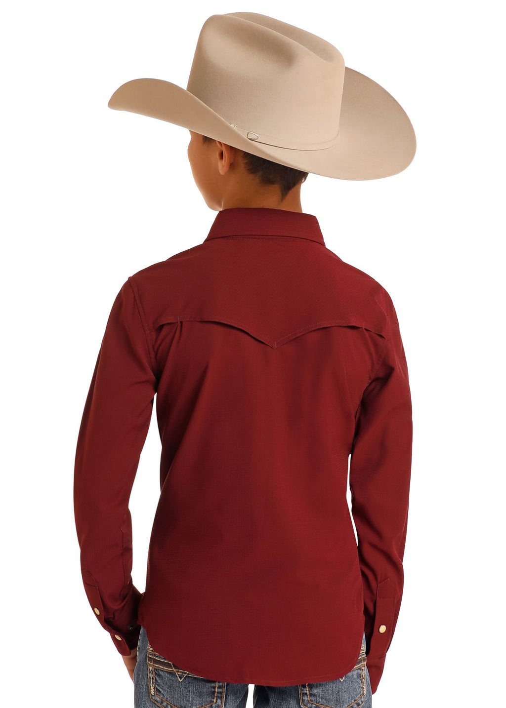 Boys Solid Maroon LS Shirt (6797)