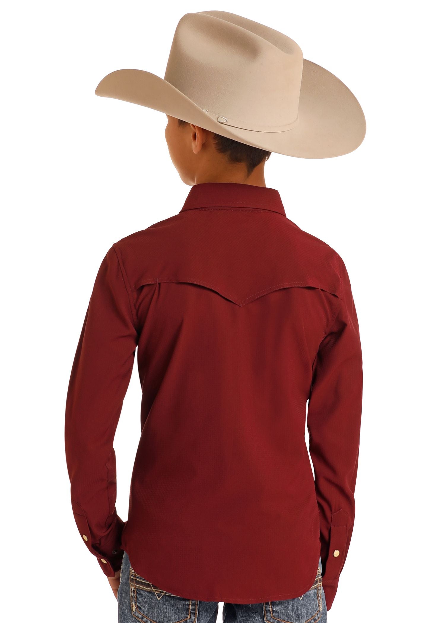 Boys Solid Maroon LS Shirt (6797)