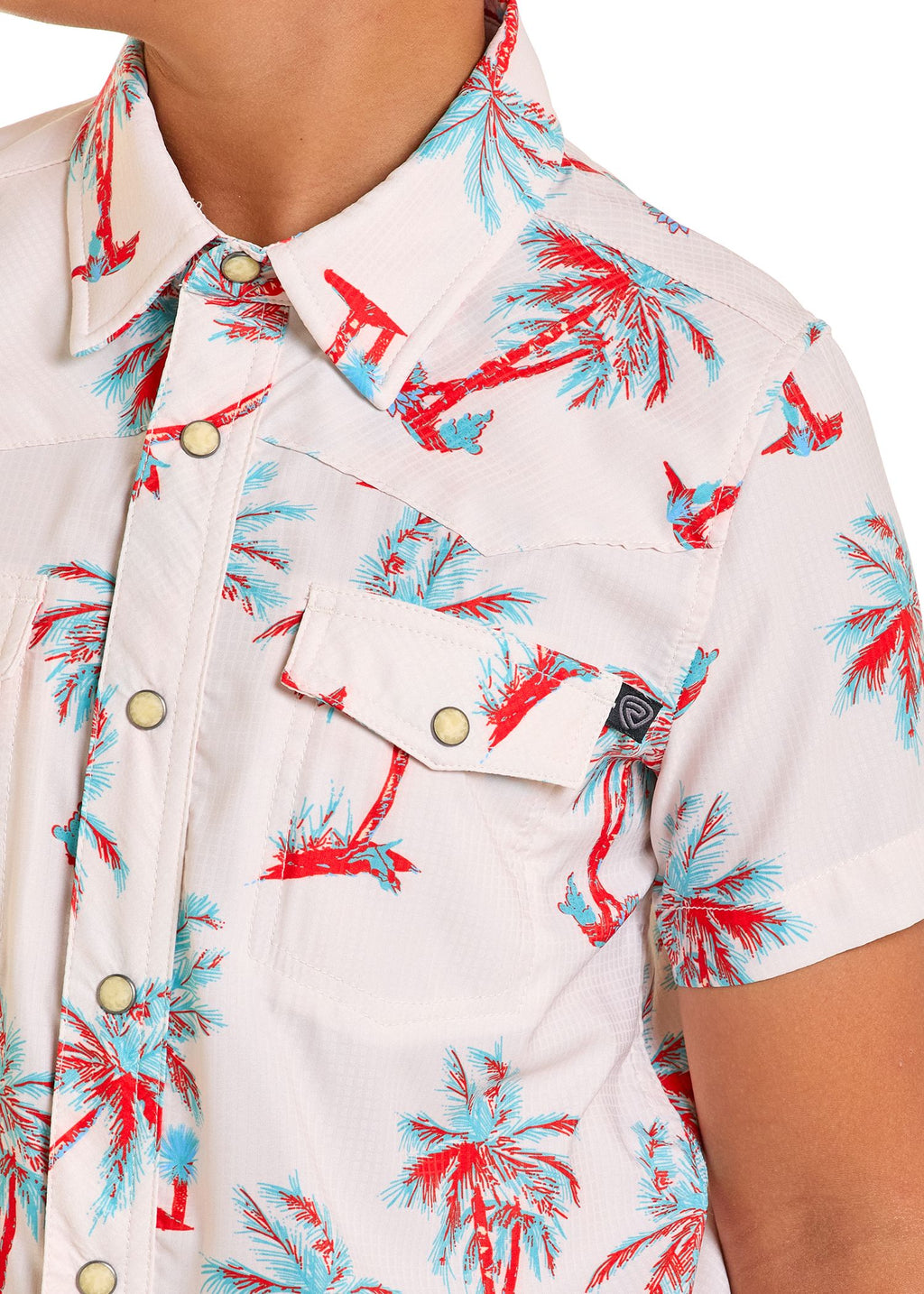 Boys Palm Print SS Shirt