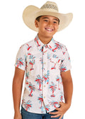 Boys Palm Print SS Shirt