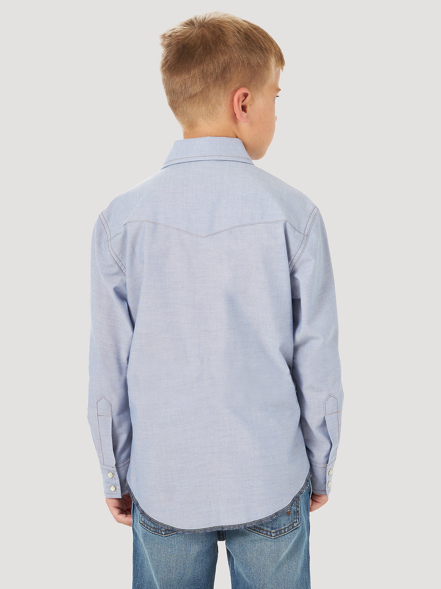 BOY'S COWBOY CUT® WESTERN SNAP SHIRT IN BLUE CHAMBRAY (BW7013B)