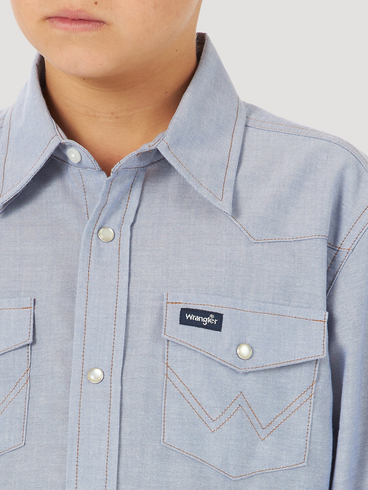 BOY'S COWBOY CUT® WESTERN SNAP SHIRT IN BLUE CHAMBRAY (BW7013B)