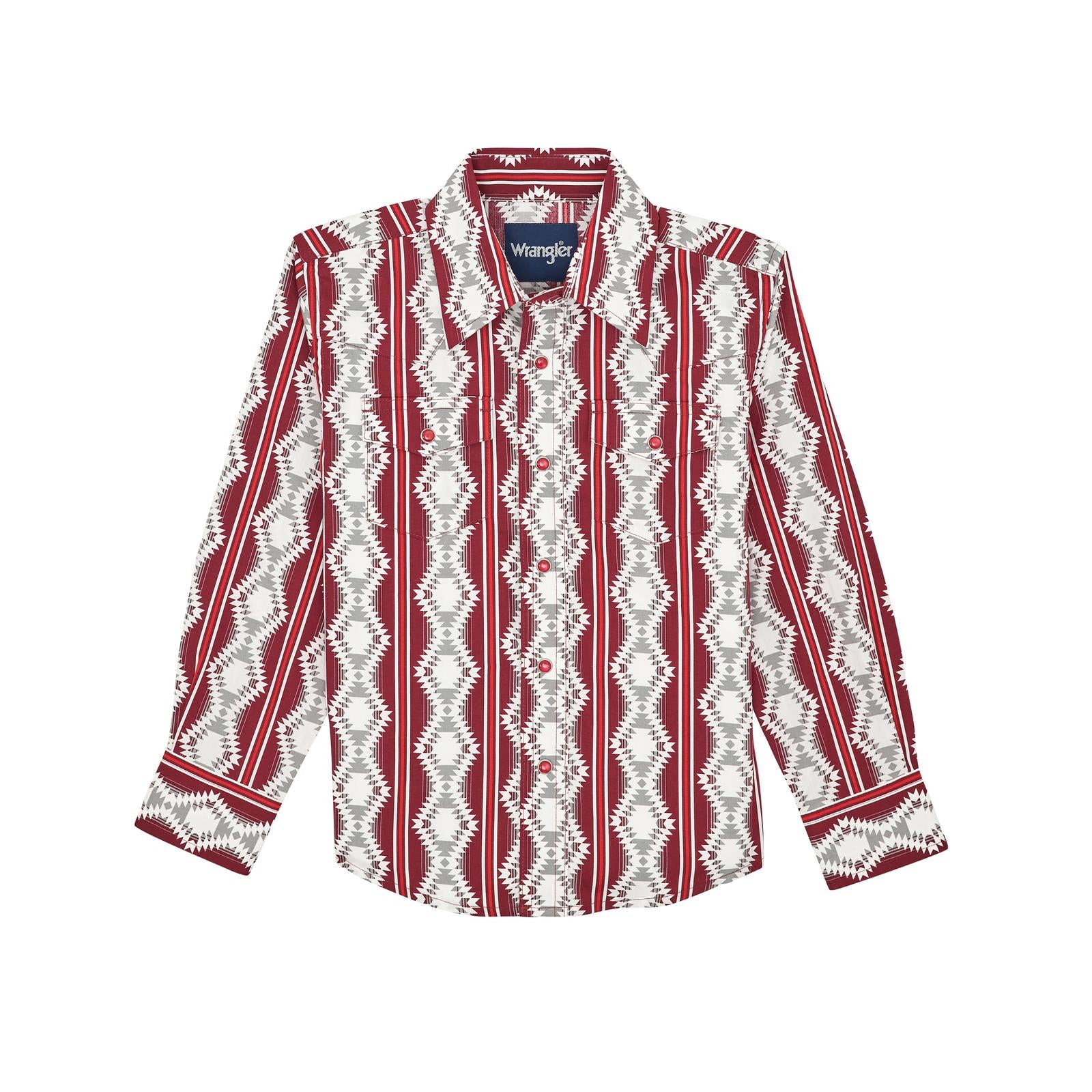 Boys Red Checotah LS Shirt (7719)