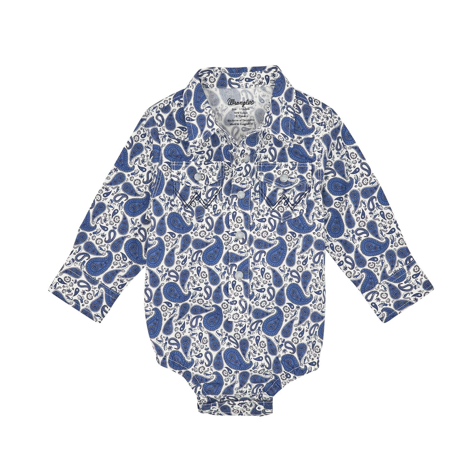Wrangler Baby Blue/White Paisley Onesie (7742)