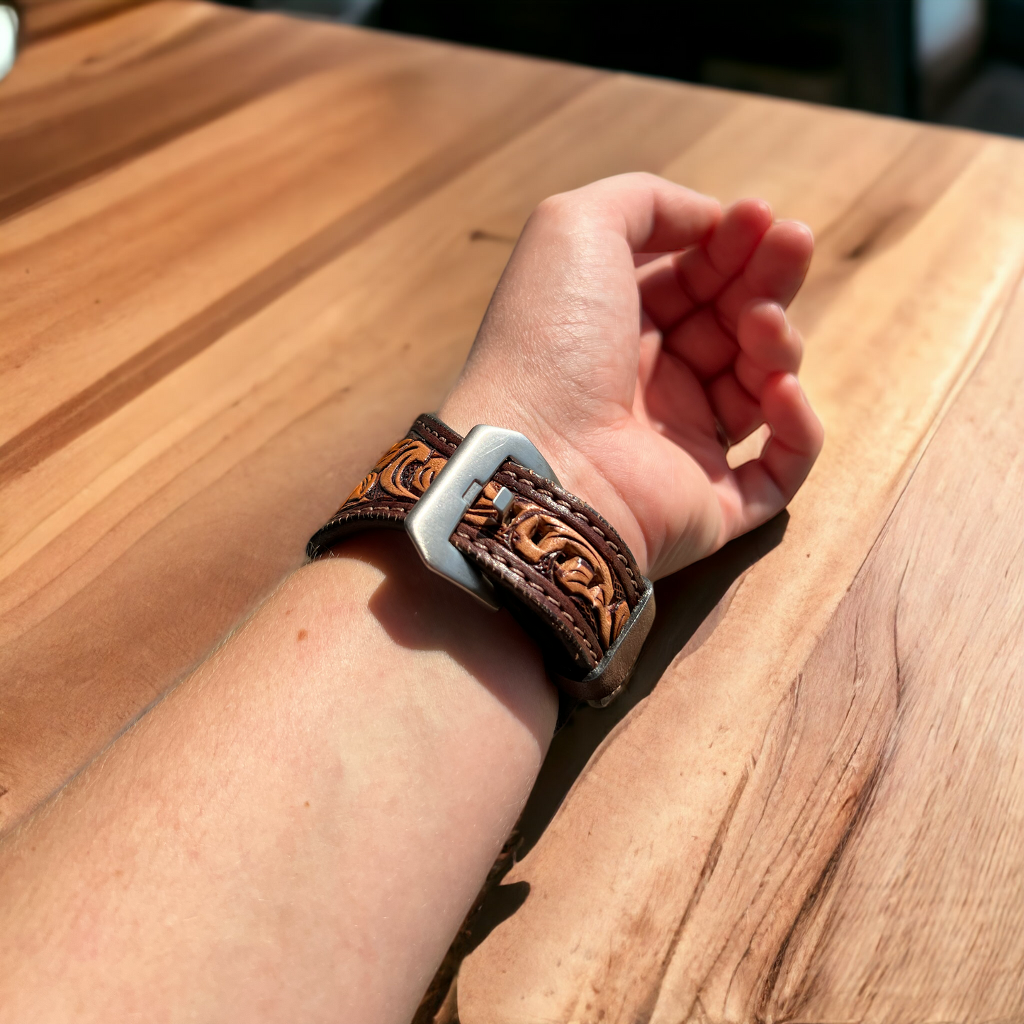 Tooled Leather Apple Watch Bands