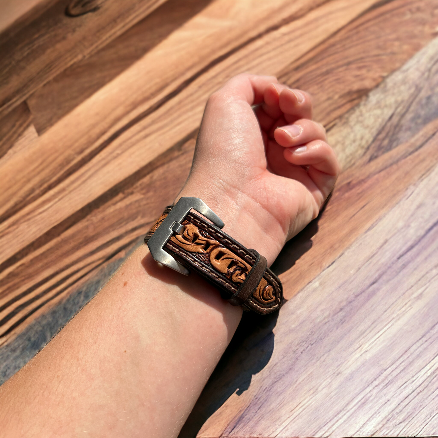 Tooled Leather Apple Watch Bands