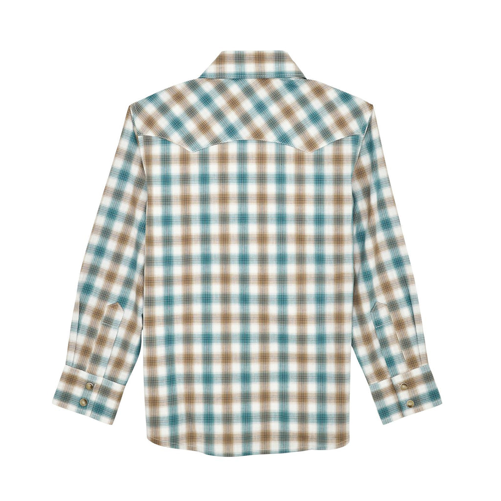 Wrangler Boys Turquoise/Brown Plaid Shirt (8059)