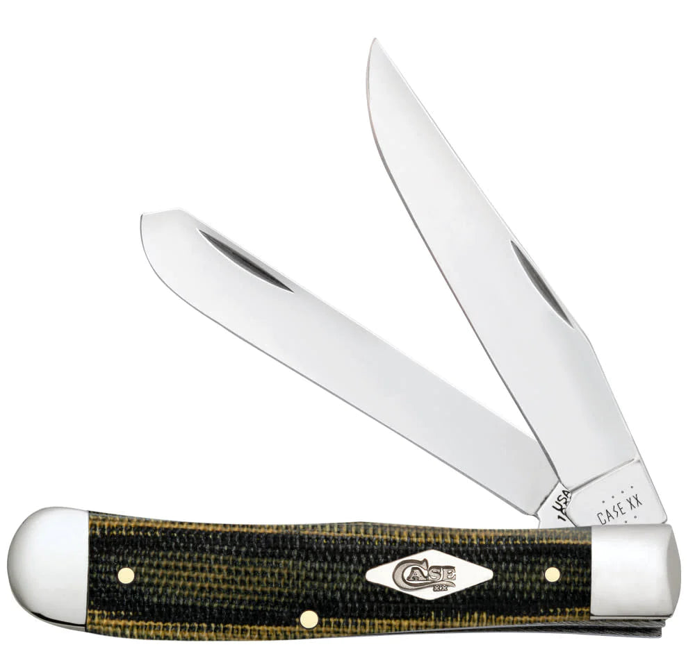 Case Smooth Black & Green Natural Canvas Micarta® Trapper (23470)