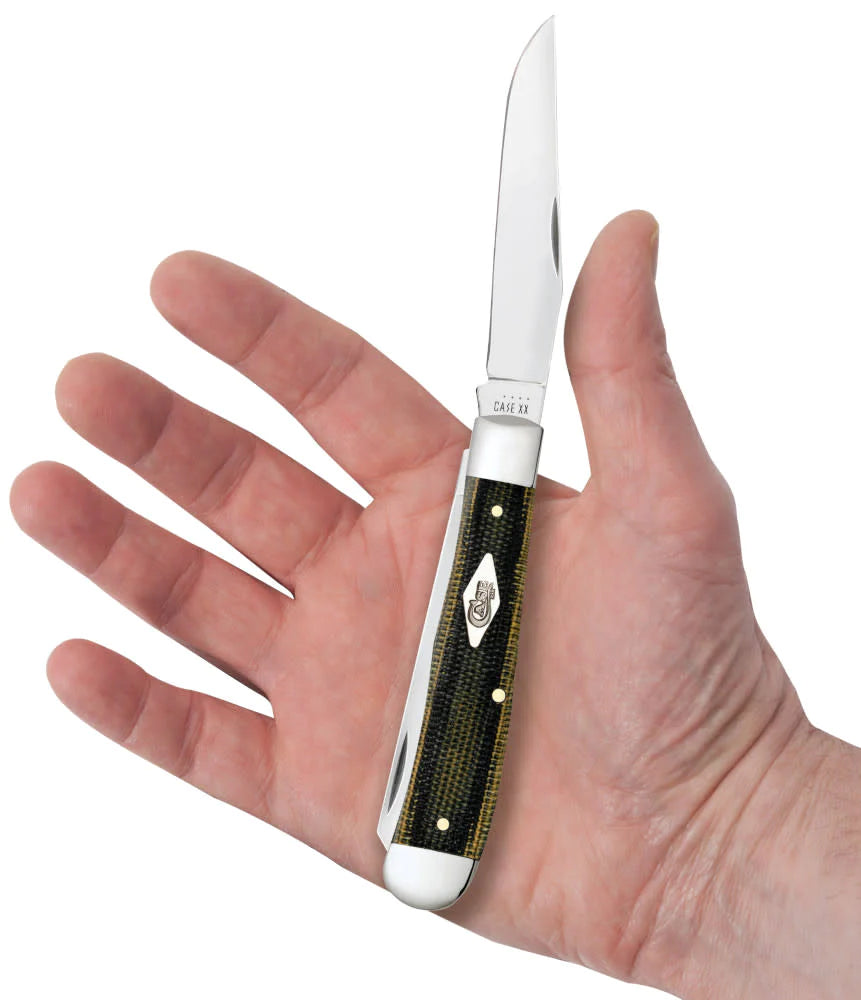 Case Smooth Black & Green Natural Canvas Micarta® Trapper (23470)