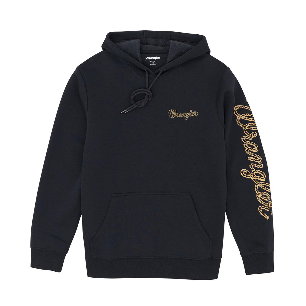 Men’s Solid Black Wrangler Logo Hoodie (5736)