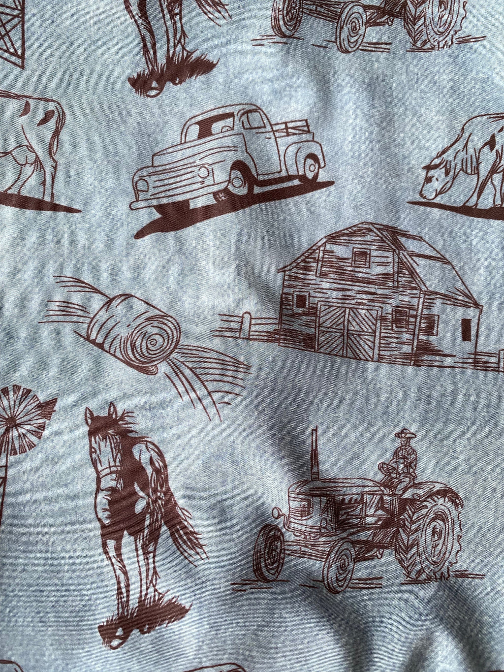 BOYS LONG SLEEVE FARM PRINT PEARL SNAP (SNAP04)