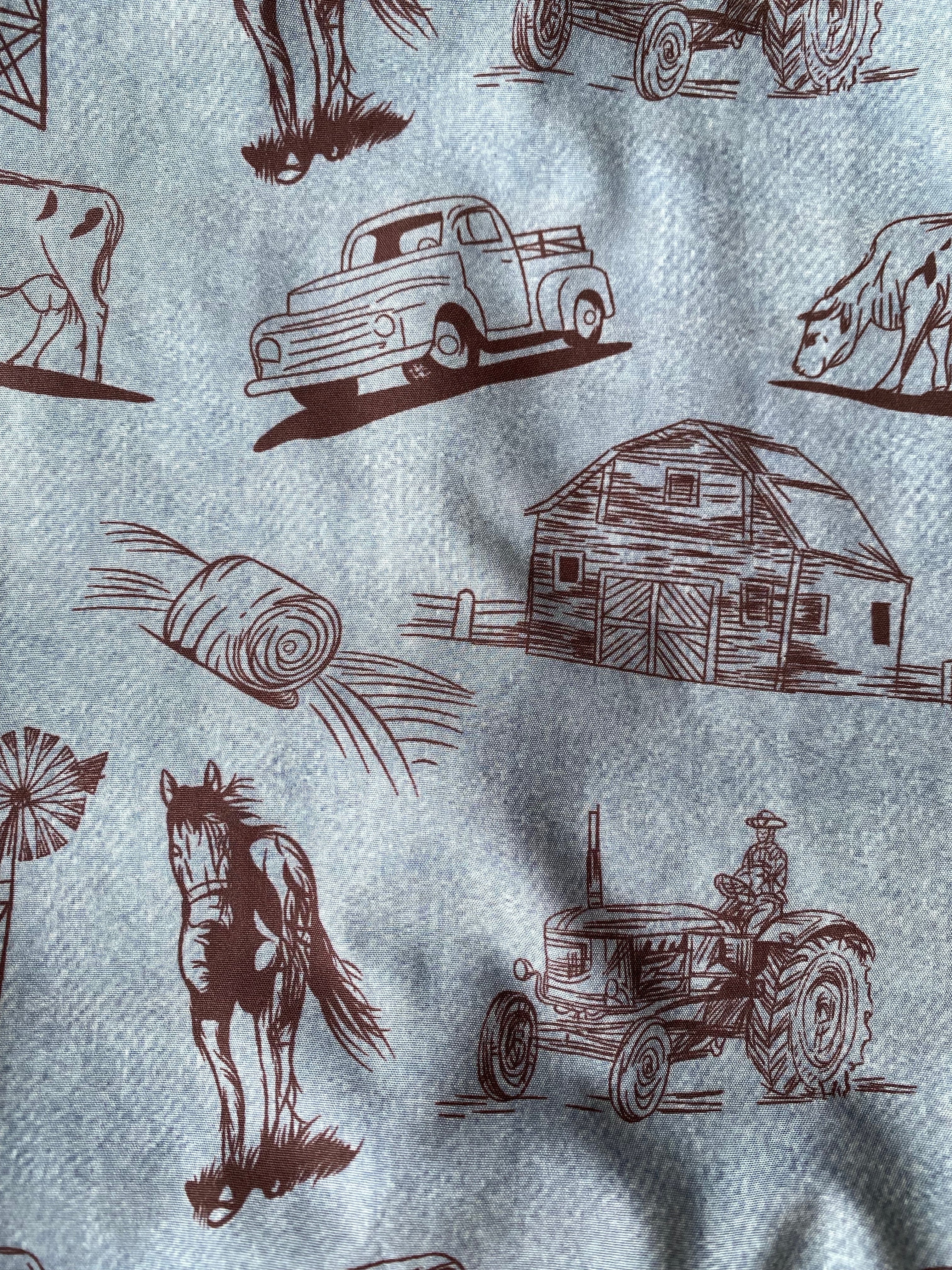 BOYS LONG SLEEVE FARM PRINT PEARL SNAP (SNAP04)