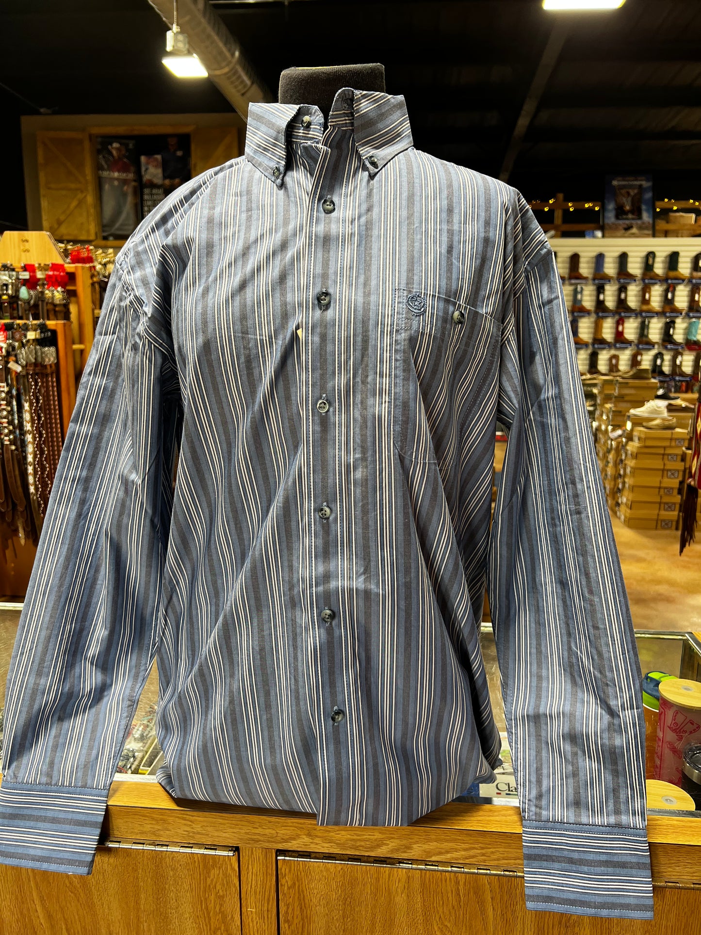 Wrangler George Strait Blue Stripe Shirt (8098)