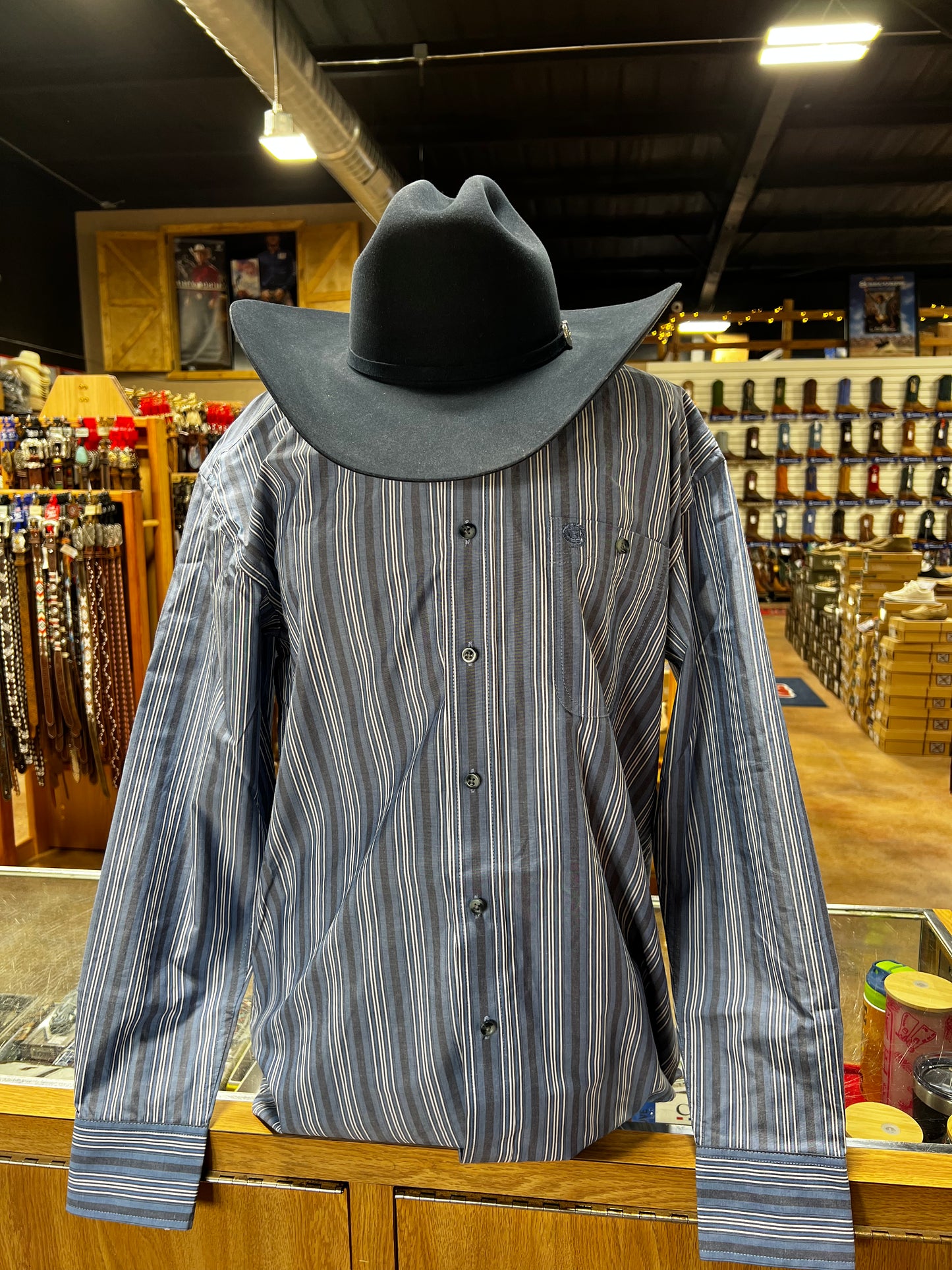 Wrangler George Strait Blue Stripe Shirt (8098)