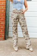Beige Desert Printed High Rise Trouser Jeans