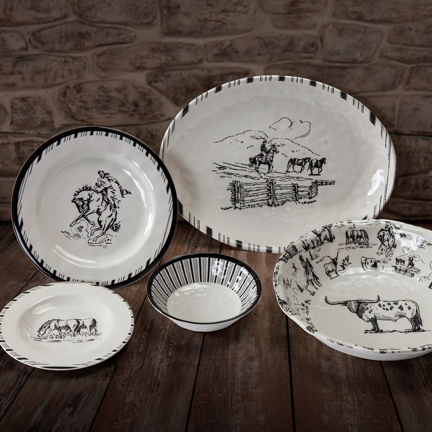Ranch Life 14 PC Melamine Dinnerware Set