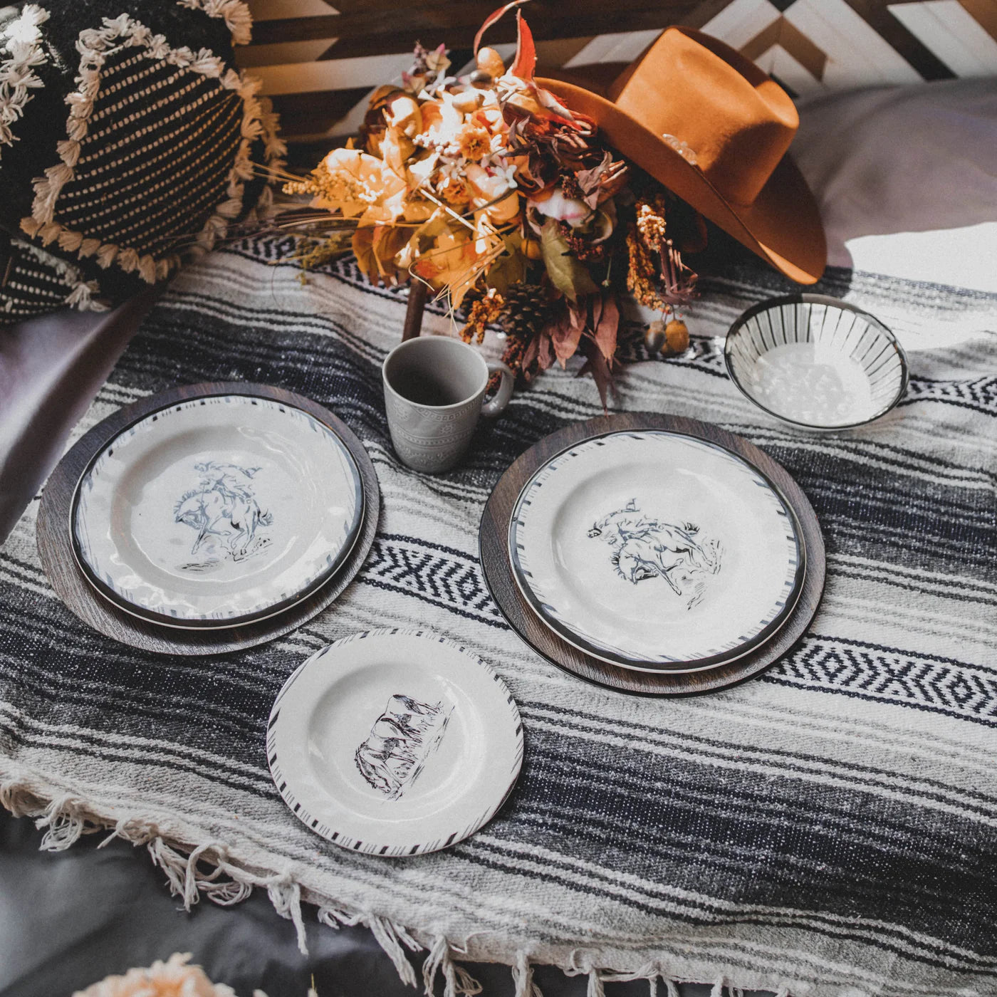 Ranch Life 14 PC Melamine Dinnerware Set