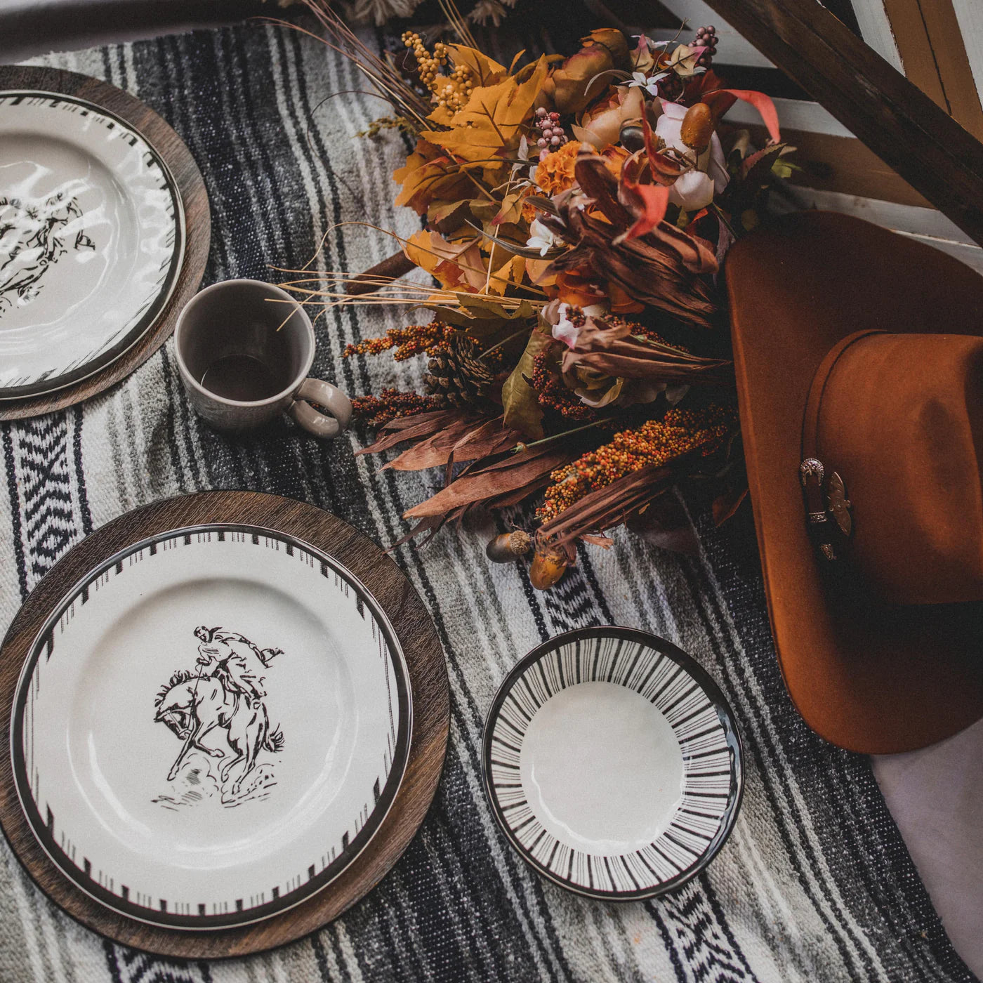 Ranch Life 14 PC Melamine Dinnerware Set