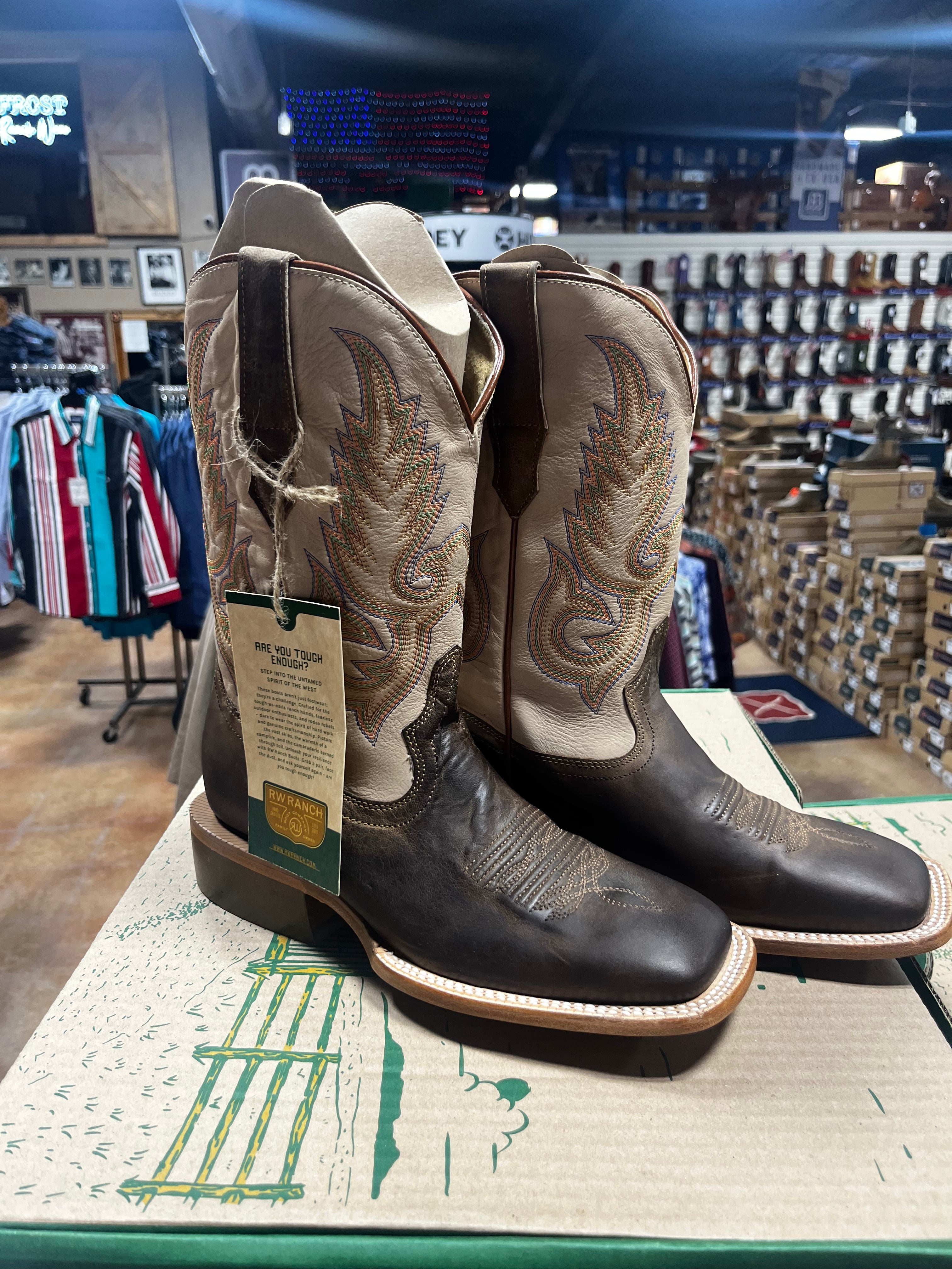 Ivory Cowhide Mad Brown Goat RW Men’s Boot (006-2)