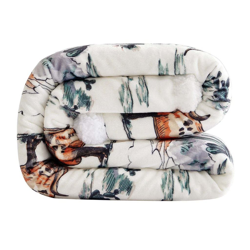 Ranch Life Western Toile Campfire  Sherpa Throw