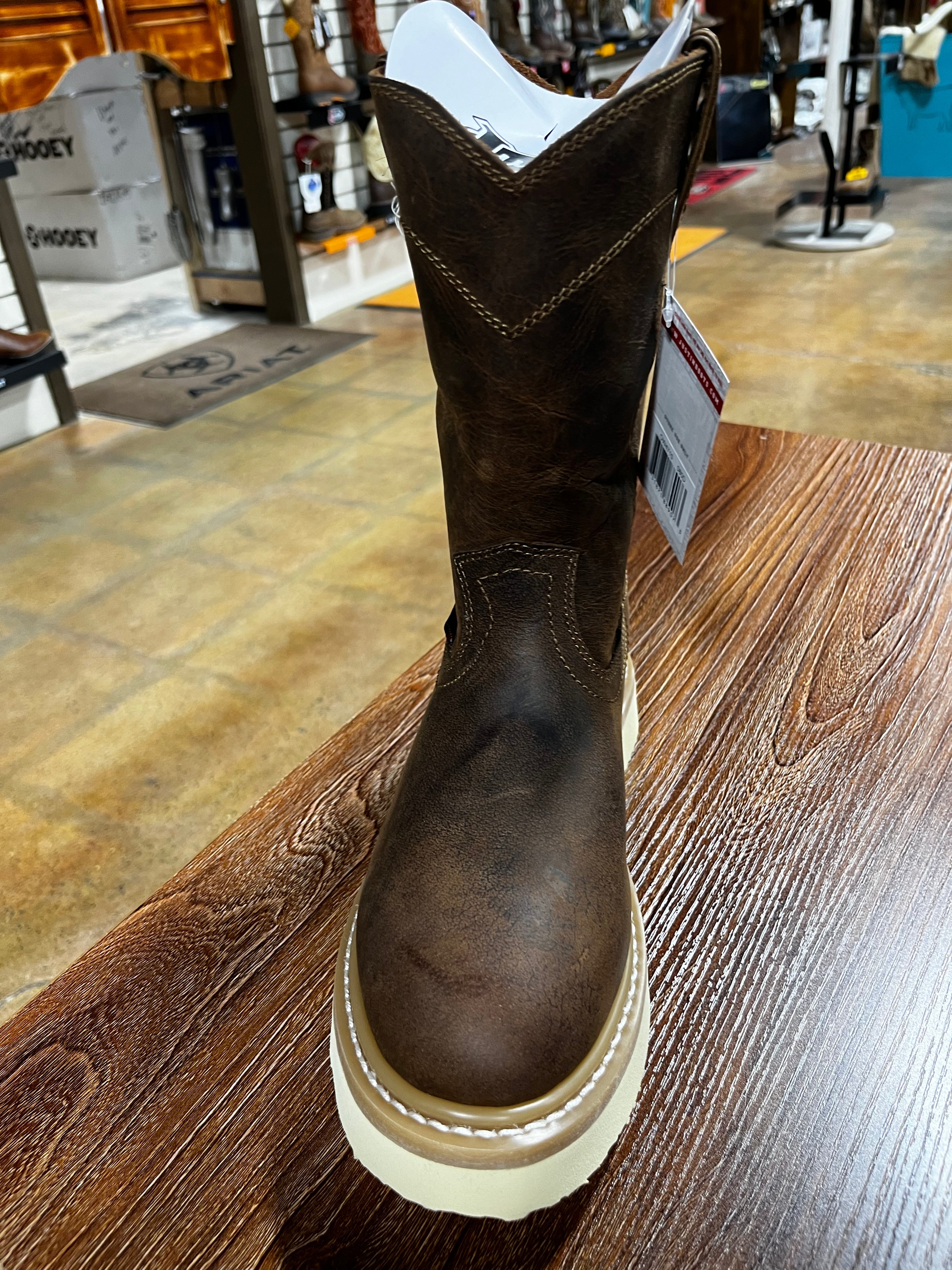 Justin Men's Pecan Brown Water Buffalo Round Toe Boot(OW4710 Justin Men's Pecan Brown Water Buffalo Round Toe Boot(OW4710