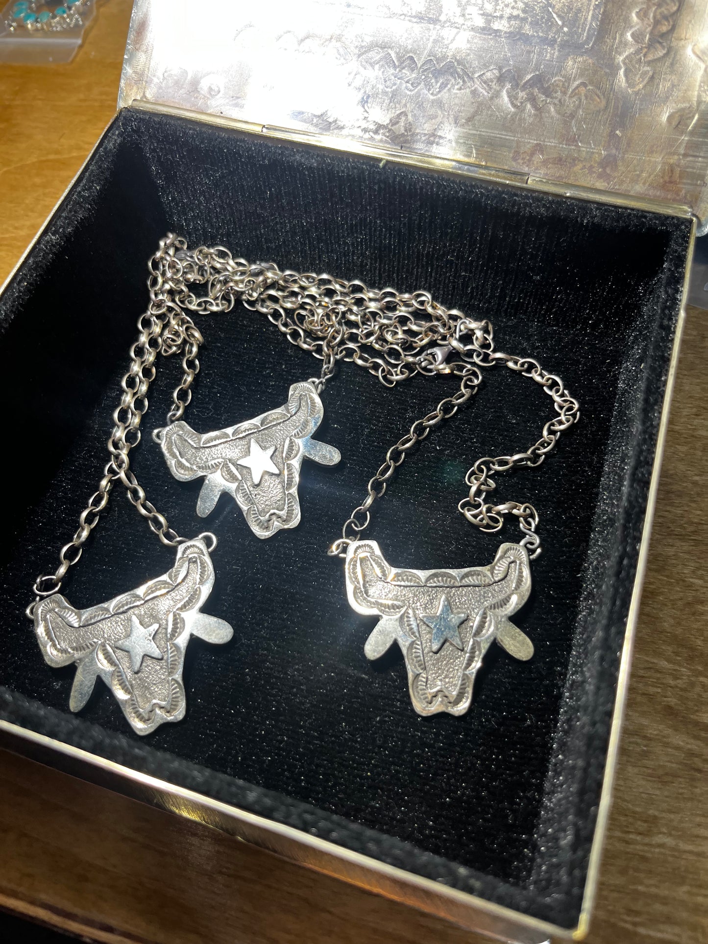 Long horn sterling sliver necklaces