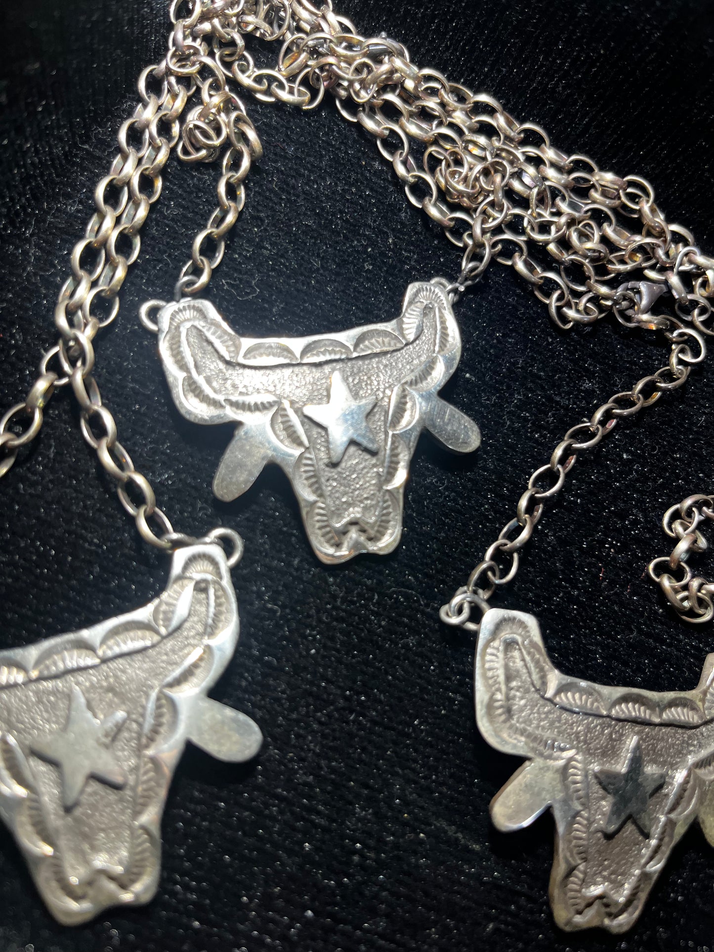 Long horn sterling sliver necklaces