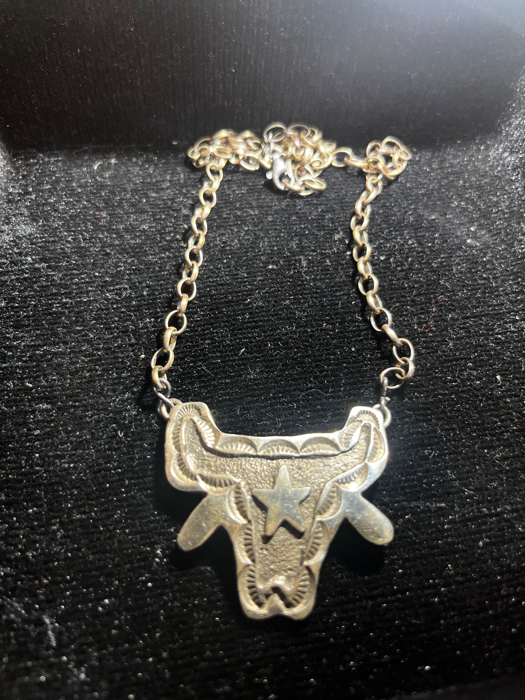 Long horn sterling sliver necklaces