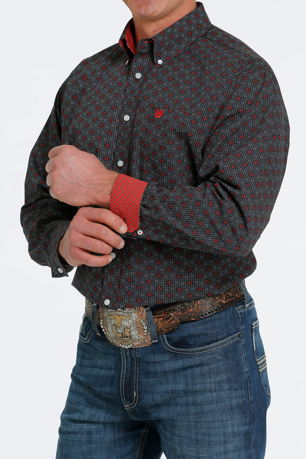 Men’s Cinch Classic Black & Red Pattern (5550)
