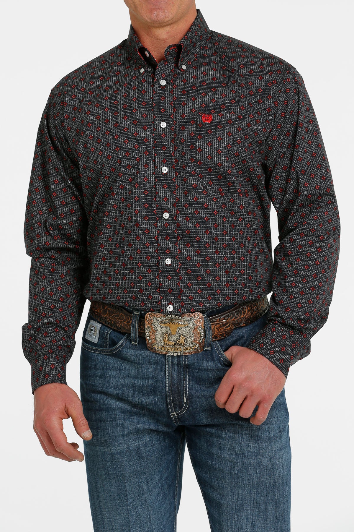 Men’s Cinch Classic Black & Red Pattern (5550)