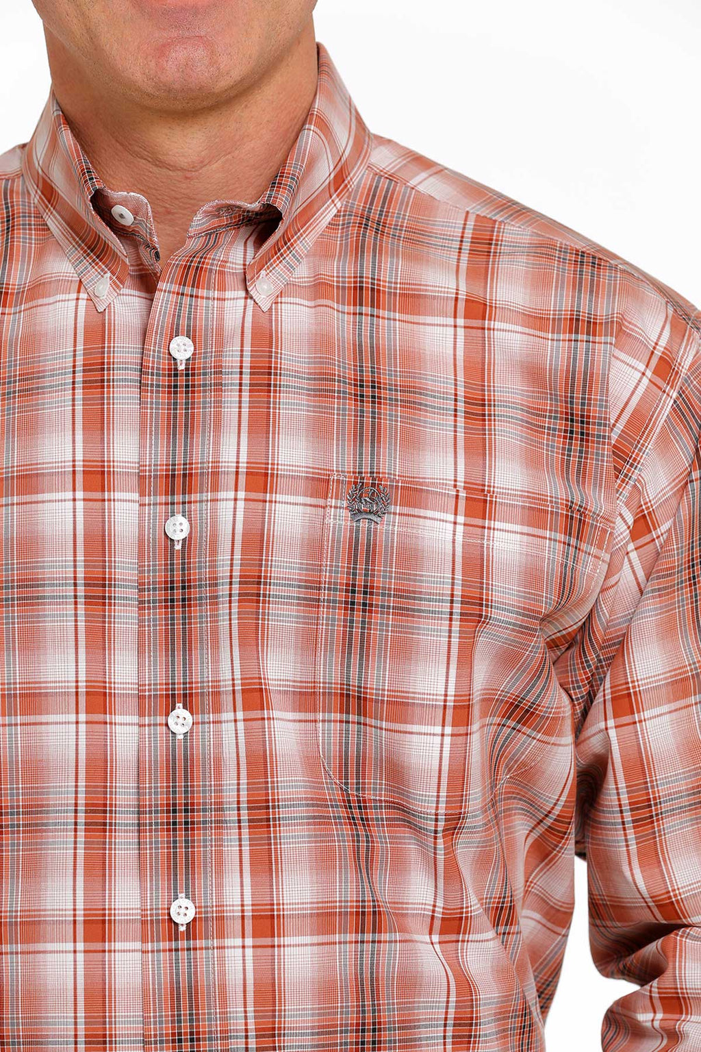 Cinch Men’s Orange Plaid shirt (5504)